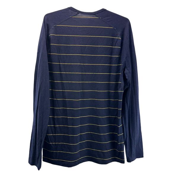Icebreaker Men's Merino 200 Long Sleeve Shirt Base Layer Blue Yellow Stripe XL - Picture 2 of 8